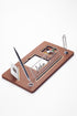 Organizer Leather Desk Nameplate Wood Detailed